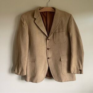 60s Vintage 100% Camel Hair Blazer Sports Coat Suit Jacket Chas Tanner & Son